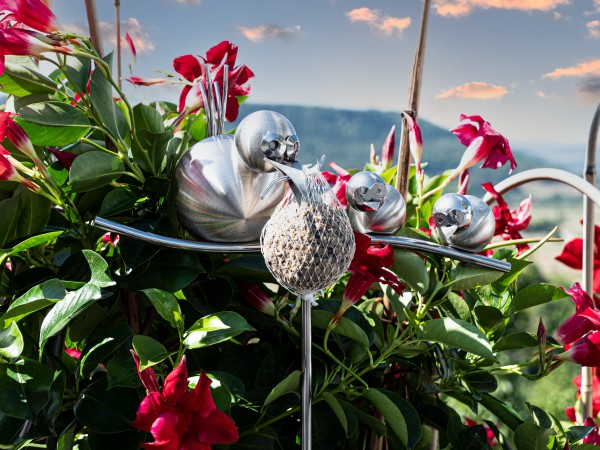 Edelstahl Rankhilfe Gartendeko Blumenstab Futterstation für Wildvögel Meisenknödelhalter Wetterfest rostfrei Blumenstecker