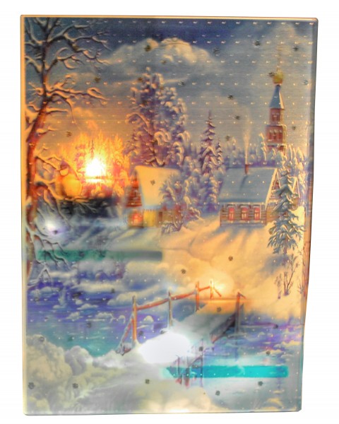 Winterwindlicht Weihnachtswindlicht Glas mit Motiv Winterlandschaft J. Tiedemann Manufaktur & Design